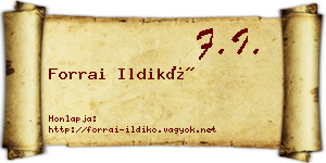 Forrai Ildikó névjegykártya